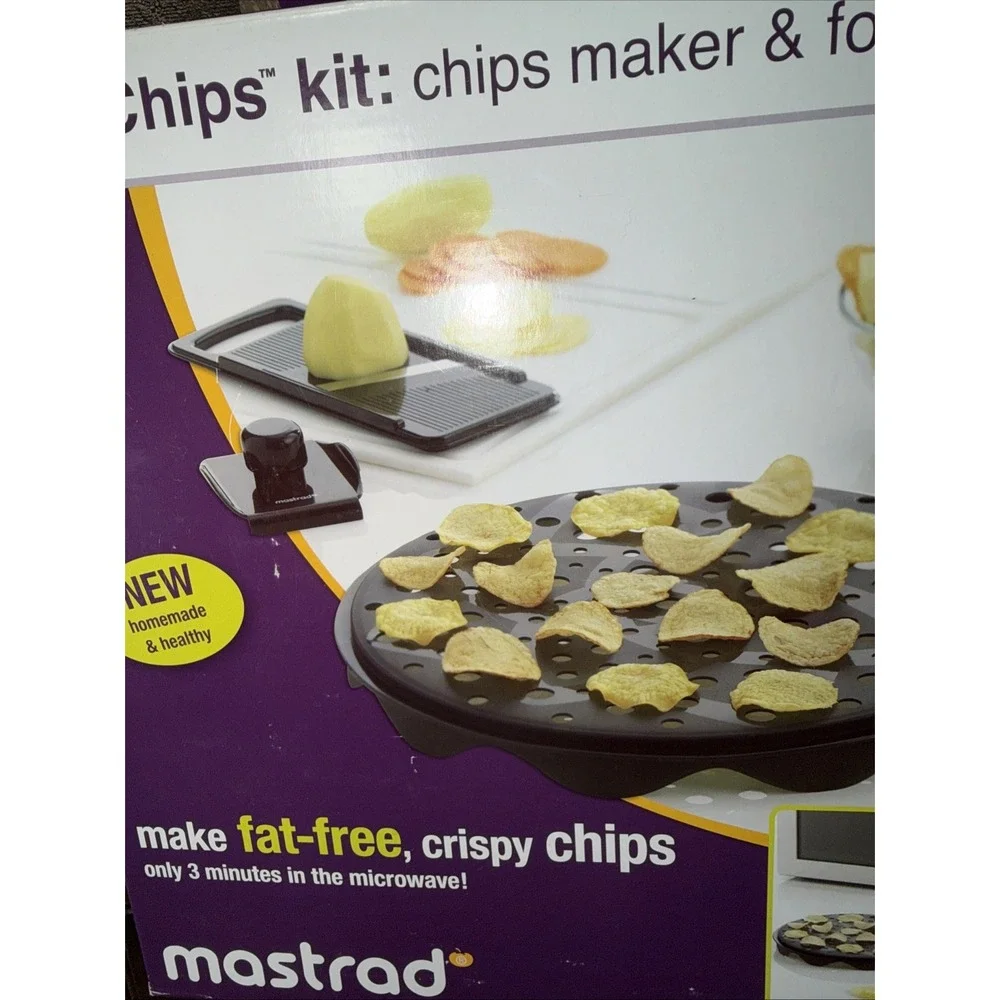 Mastrad TopChips Kit Microwave Potato Fruit Chips Maker & Food Slicer Set NIB